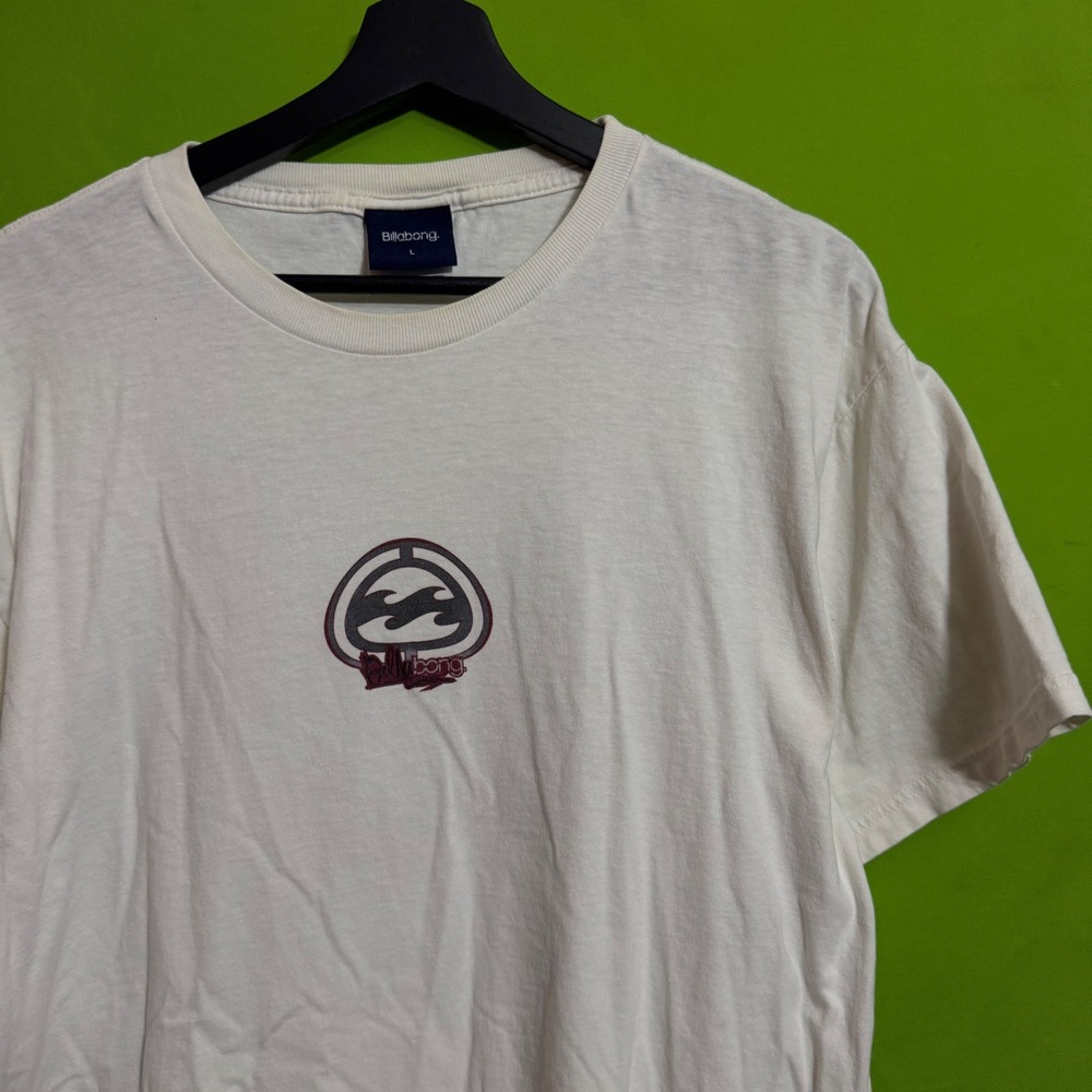 Billabong Mens Graphic T-Shirt Large White Vintage Surf Logo Short Sleeve Cotton